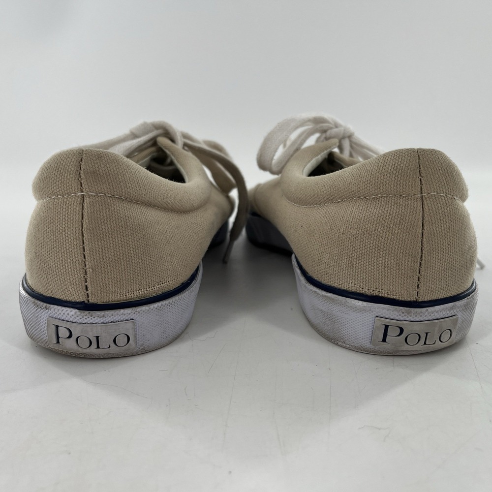 Polo Ralph Lauren Canvas Sneakers Lace Up Beige‎ Tan Casual Shoe Pony - Picture 11 of 16